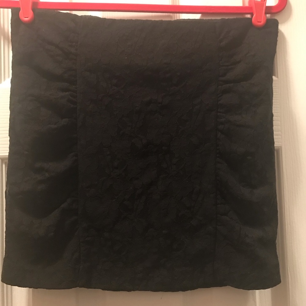 Black lace mini skirt